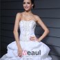 Sweetheart Ruffle Beading Floor Length Charmeuse Ball Gown Wedding Dress