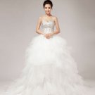 Beading Ruffles Sweetheart Floor Length Tulle Ball Gown Wedding Dress