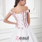 Satin Embroidered Off-The-Shoulder Floor Length Ball Gown Wedding Dress