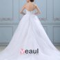Appliques Strapless Zippered Satin Organza Ball Gown Wedding Dress