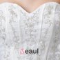 Lace Applique Sleeveless Satin Sweetheart Cathedral Train Ball Gown Wedding Dress