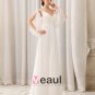 Chapel Train V-Neck Floor Length Ruffles Chiffon Empire Wedding Dress