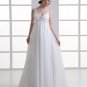 Chiffon Beading Ruffle V Neck Floor Length Pleated Empire Wedding Dress