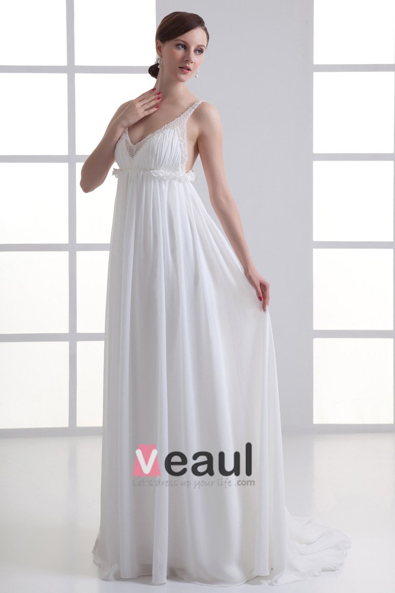 ruffled v neck gown