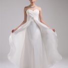 Fashion Organza Charmeuse Pleated Sweetheart Court Train Floor Length Empire Wedding Dress