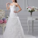 Flower Ruffle Sweetheart Court Empire Bridal Gown Wedding Dress