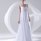 Round Neck Sleeveless Zipper Beading Ruffle Floor Length Woman Empire Wedding Dress