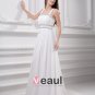 Spaghetti Straps Floor Length Beading Pleated Chiffon Empire Wedding Dress