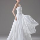 Strapless Beading Pleated Floor Length Chiffon Empire Wedding Dress