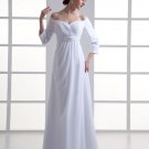 Chiffon Ruffle Beading Off The Shoulder Floor Length Pleated Empire Wedding Dress