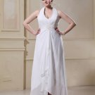Beading Ruffles Halter Sweep Plus Size Bridal Gown Wedding Dress