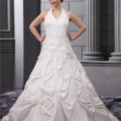 Beading Halter Taffeta Court Plus Size Bridal Gown Wedding Dress