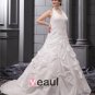 Beading Halter Taffeta Court Plus Size Bridal Gown Wedding Dress