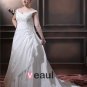 Taffeta Beading Applique V Neck Court Plus Size Bridal Gown Wedding Dress