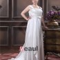 Charmeuse Beading Applique Square Neck Sweep Plus Size Bridal Gown Wedding Dresses