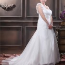 Taffeta Hand Flower Ruffle One Shoulder Plus Size Bridal Gown Wedding Dresses