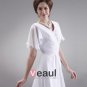 Ruffle V Neck Short Sleeve Court Plus Size Bridal Gown Wedding Dress