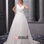 Chiffon Ruffle Beading V Neck Court Plus Size Bridal Gown Wedding Dresses