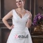 Elegant A-Line V-Neck Sleeveless Floor-Length Satin Plus Size Wedding Dresses