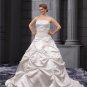 Satin Ruffles Applique Beads Strapless Plus Size Bridal Gown Wedding Dresses