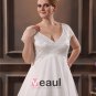 Yarn Beading V Neck Court Plus Size Bridal Gown Wedding Dress