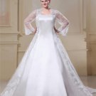 Satin Lace Yarn Square Neck Court Plus Size Bridal Gown Wedding Dress