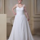 Elegant Spaghetti Straps Sleeveless Floor-Length Satin Chiffon Plus Size Wedding Dresses
