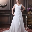 Elegant Chiffon V-Neck Chapel Train A-Line Bridal Plus Size Wedding Dress