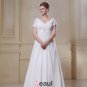 Chiffon Ruffle Beaded V Neck Plus Size Bridal Gown Wedding Dresses