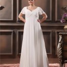 V Neck Sweep Plus Size Bridal Gown Wedding Dress