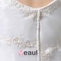 Applique Short Sleeve V Neck Satin Organza Sheath Wedding Dress