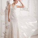 Chiffon Lace Beading V Neck Court Sheath Bridal Gown Wedding Dresses