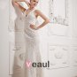 Chiffon Lace Beading V Neck Court Sheath Bridal Gown Wedding Dresses