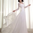 Chiffon Lace Ruffles Square Cathedral Train Sheath Wedding Dresses