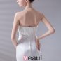 Strapless Pleated Floor Length Charmeuse Woman Sheath Wedding Dress