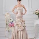 Sweetheart Pleated Floor Length Bowknot Satin Sheath Wedding Dress