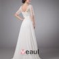 Chiffon Applique V-Neck Ankle Length Wedding Dress