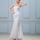 Embroidery Beading Sequins Lace Up Back Satin Sheath Wedding Dress