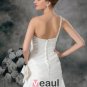 Satin Sequins Ruffle Flower One Shoulder Floor Length Sheath Wedding Dress