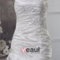 Strapless Beading Ruffle Floor Length Satin Sheath Wedding Dress