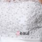 Thigh Length Strapless Flowers Bowknot Satin Lace Mini Wedding Dress