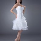 Beautiful A-Line Sweetheart Satin Organza Short Mini Wedding Dress