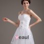 Elegant Strapless Applique Satin Yarn Short Wedding Dresses