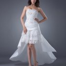 High Low Lace Satin Beading Applique Bridal Gown Wedding Dresses