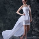 Taffeta Asymmetric Applique Strapless Short Bridal Gown Wedding Dress