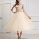 V Neck Embroidery Short Bridal Gown Wedding Dress
