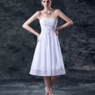 Embroidery Strapless Knee Length Wedding Dress