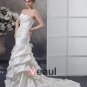 Satin Ruffle Strapless Flower Decor Chapel Mermaid Bridal Gown Wedding Dresses