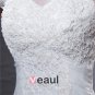 Elegant Organza Applique Beaded Jewel Floor Length Court Train Mermaid Wedding Dress