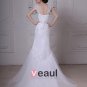 Stylish Sweep Satin Lace Square Mermaid Wedding Dress
